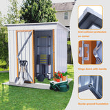5 X 3 Ft Outdoor Garden Storage Shed, Galvanized Metal With Lockable, Backyard Trash Cans
