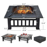 Upland 32inch Charcoal Fire Pit with Cover Backyard Party Smores