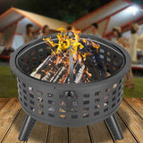 26" Round Metal Lattice Fire Pit Fire Bowl Outdoor BBQ Burn Grill Patio Brazier