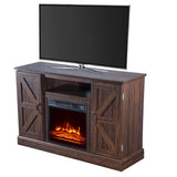 Brown TV Cabinet Electric Fireplace 1400W Single Color flame Remote Heater