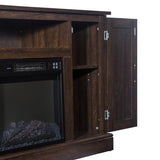 Brown TV Cabinet Electric Fireplace 1400W Single Color flame Remote Heater