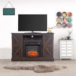 Brown TV Cabinet Electric Fireplace 1400W Single Color flame Remote Heater