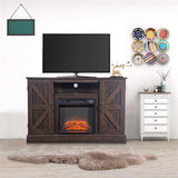 Brown TV Cabinet Electric Fireplace 1400W Single Color flame Remote Heater