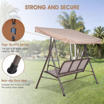 3-Person Sunshade Swing Chair Outdoor Patio Steel Frame Fashion Versatile Comfortable Spacious Leisure Seats[US-Stock] - GardenDecorNmore.com