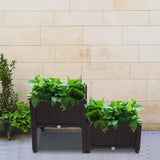 2PCS Rectangle Raised Elevated Garden Flower Bed Plant Herb Box Vegetable Planter