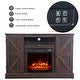 Brown TV Cabinet Electric Fireplace 1400W Single Color flame Remote Heater - GardenDecorNmore.com