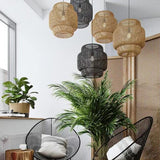 Modern bamboo hand woven Chandelier dining room Light Rattan lantern chandelier Art lamp - GardenDecorNmore.com