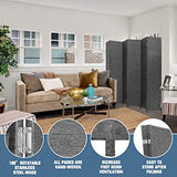 4-Panel Room Divider, Folding Privacy Screen, Double Hinged, Freestanding Room Separator, Black