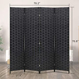 4-Panel Room Divider, Folding Privacy Screen, Double Hinged, Freestanding Room Separator, Black