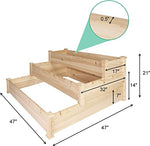 3 Tier Raised Garden Bed Kit Wooden Planter Box Heavy Duty Solid Fir Wood, 47" x 47" x 21"