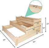 3 Tier Raised Garden Bed Kit Wooden Planter Box Heavy Duty Solid Fir Wood, 47" x 47" x 21"