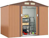 6' x 8' Outdoor Backyard Garden Metal Shed Utility Tool Stotage Coffee