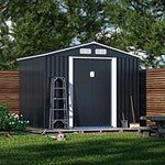 6.3' x 9.1' Outdoor Backyard Garden Metal Storage Shed Utility Tool Storage