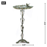 Verdigris Leaf rustic metal Birdbath