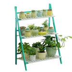 Multi Layer Foldable Plant Pots Rack Stand Shelf for Balcony Room Garden Patio(Blue+White)