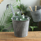 Vintage Washed Tin small Heart Flower Plant Bucket Balcony Hanging Hook Fence Pot - GardenDecorNmore.com