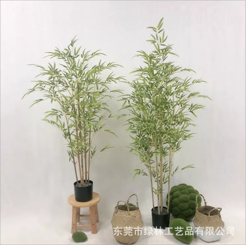 Artificial Bamboo Plant with Pot 59" 6ft tree Green