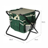 2 in 1 Garden Stool Chair Bag Folding Outdoor Fishing Camping Portable Seat Table - GardenDecorNmore.com