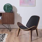 Carl Hanson Danish Shell Cowhide style pattern Wood Modern Chair - GardenDecorNmore.com