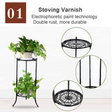 Metal 2 Tier plant Stand Shelf Black/White decorative display