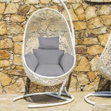 Hanging Hammock Chair Swinging Garden Seat Cushion with Pillow - GardenDecorNmore.com