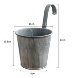 Vintage Washed Tin small Heart Flower Plant Bucket Balcony Hanging Hook Fence Pot - GardenDecorNmore.com