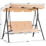 3-Person Sunshade Swing Chair Outdoor Patio Steel Frame Fashion Versatile Comfortable Spacious Leisure Seats[US-Stock] - GardenDecorNmore.com