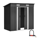 4 x 6 Ft Outdoor Metal Shed Tool Storage Sliding Door Vents Backyard Garden Patio Weatherproof