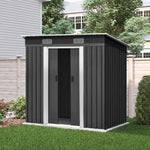 4 x 6 Ft Outdoor Metal Shed Tool Storage Sliding Door Vents Backyard Garden Patio Weatherproof