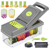 11 in1 Multifunctional Veggie Chopper cheese grater Kitchen Gadget with Container - Grey