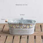 Embossed Metal Watering Can Flower Herb Pot Vase Storage Bucket - GardenDecorNmore.com