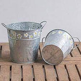 Embossed Metal Watering Can Flower Herb Pot Vase Storage Bucket - GardenDecorNmore.com