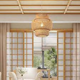 Modern bamboo hand woven Chandelier dining room Light Rattan lantern chandelier Art lamp - GardenDecorNmore.com