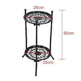 Metal 2 Tier plant Stand Shelf Black/White decorative display