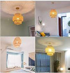 Modern bamboo hand woven Chandelier dining room Light Rattan lantern chandelier Art lamp - GardenDecorNmore.com