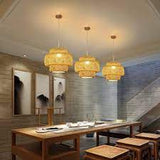 Modern bamboo hand woven Chandelier dining room Light Rattan lantern chandelier Art lamp - GardenDecorNmore.com