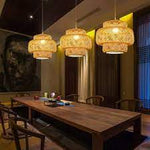 Modern bamboo hand woven Chandelier dining room Light Rattan lantern chandelier Art lamp - GardenDecorNmore.com