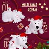 6ft Christmas Inflatable Polar Bear Family with Santa Hat Blow Up Built-in LED Lighted ; Quick Air Blown;