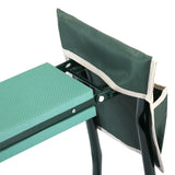 Outdoor 2-in-1 Garden Stool Kneeler Bench with Tool Bags, Kneeling Pad Portable Green