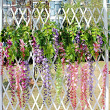 Artificial Wisteria Flowers Vine Silk Flower Wedding Garden Party Hanging Decor