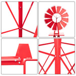 8FT Weather Resistant Yard Garden Windmill Trellis Red