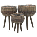 Planter 3 pcs Wicker with PE Lining set