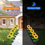 2 Pack Sunflower Solar Garden Lights w/Stake Outdoor Waterproof For Garden Patio path