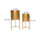 22; 18 Round Indoor Planter; Iron Stand; Set of 2; Champagne Gold; DunaWest