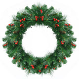 24" Pre-lit Artificial Spruce Christmas Wreath with berries