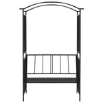 Garden Arch with Bench Black 50.4"x19.7"x81.5" Iron