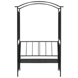 Garden Arch with Bench Black 50.4"x19.7"x81.5" Iron