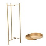 Modern Folding Metal 2-Tier Plant Stand Holder Shelf with 2 Round Trays Indoor Outdoor, Golden