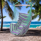 Free shipping Distinctive Cotton Stripe Canvas Hanging Rope Chair with Pillows Green