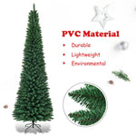 PVC Artificial Slim Pencil National Christmas Tree with Metal Stand